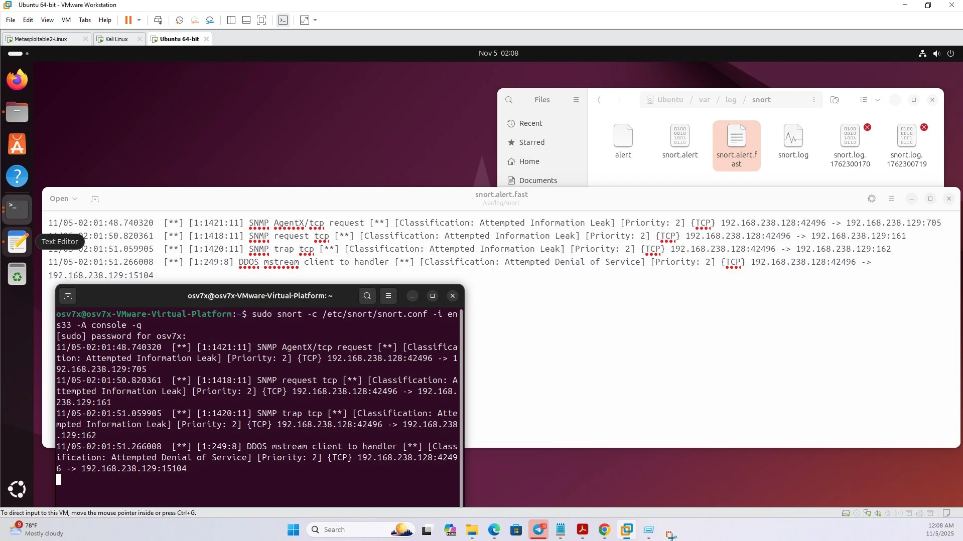 Snort IDS Intrusion Detection Lab